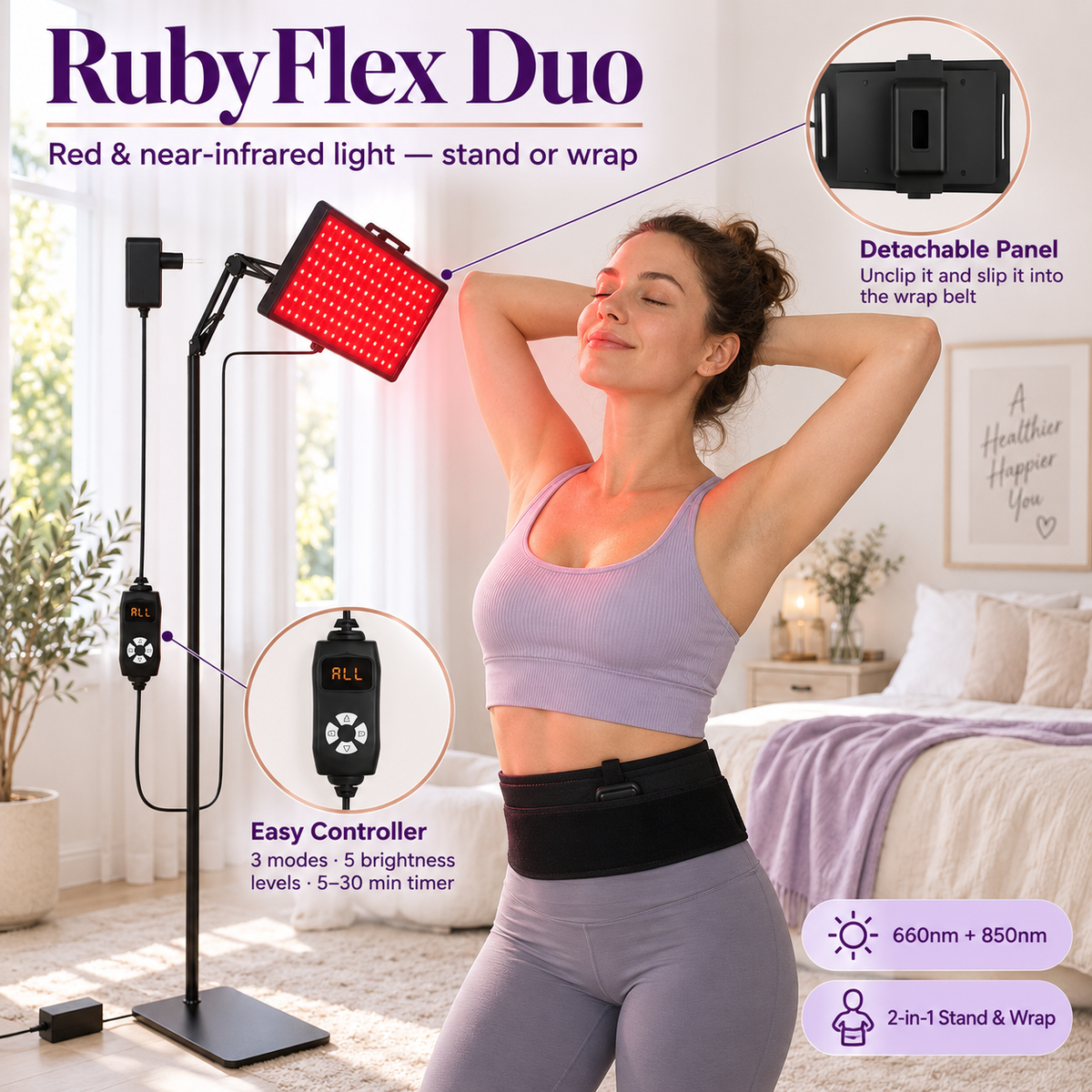 RubyFlex Duo Red Light Therapy Lamp