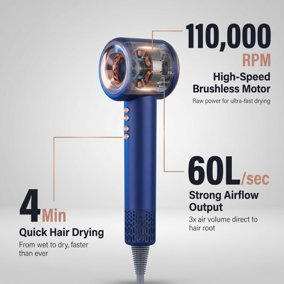 Aerovella Smart Ionic Hair Dryer - Frizz Free Hair