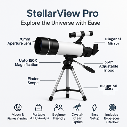 StellarView Pro – 150X HD Astronomical Telescope with Tripod